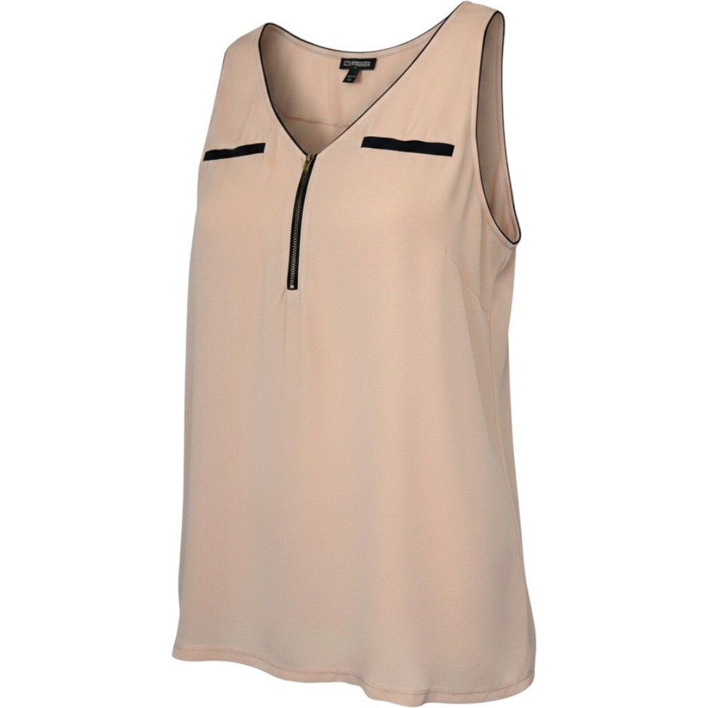 Express Womens Peach Pink Half Zip Sleeveless Mixed Media Tank Top Medium